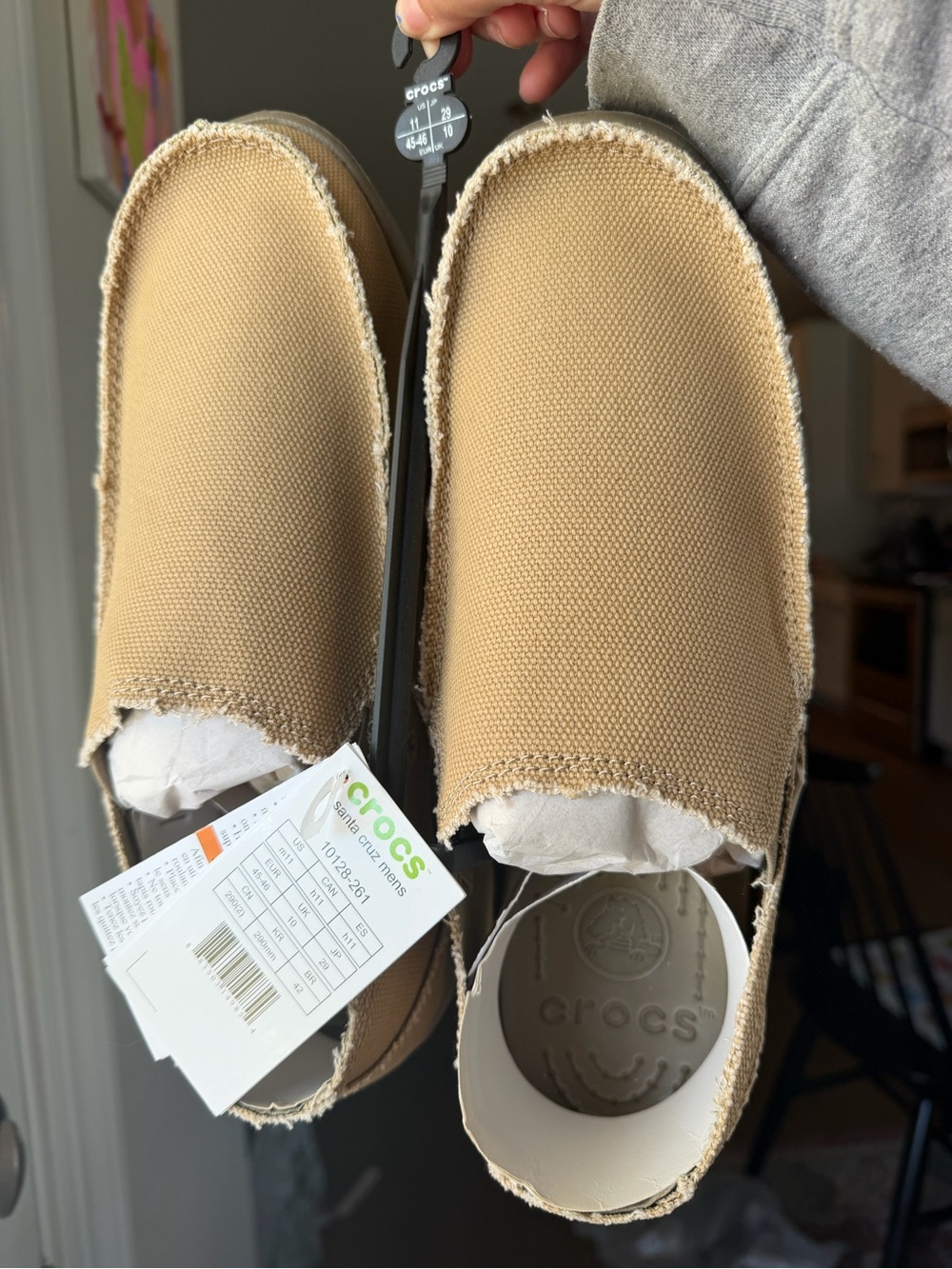 CROCS Men’s Tan Canvas Slip-On Shoes